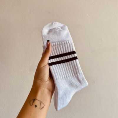 Tenis a Rayas - Blanco con negro, 4